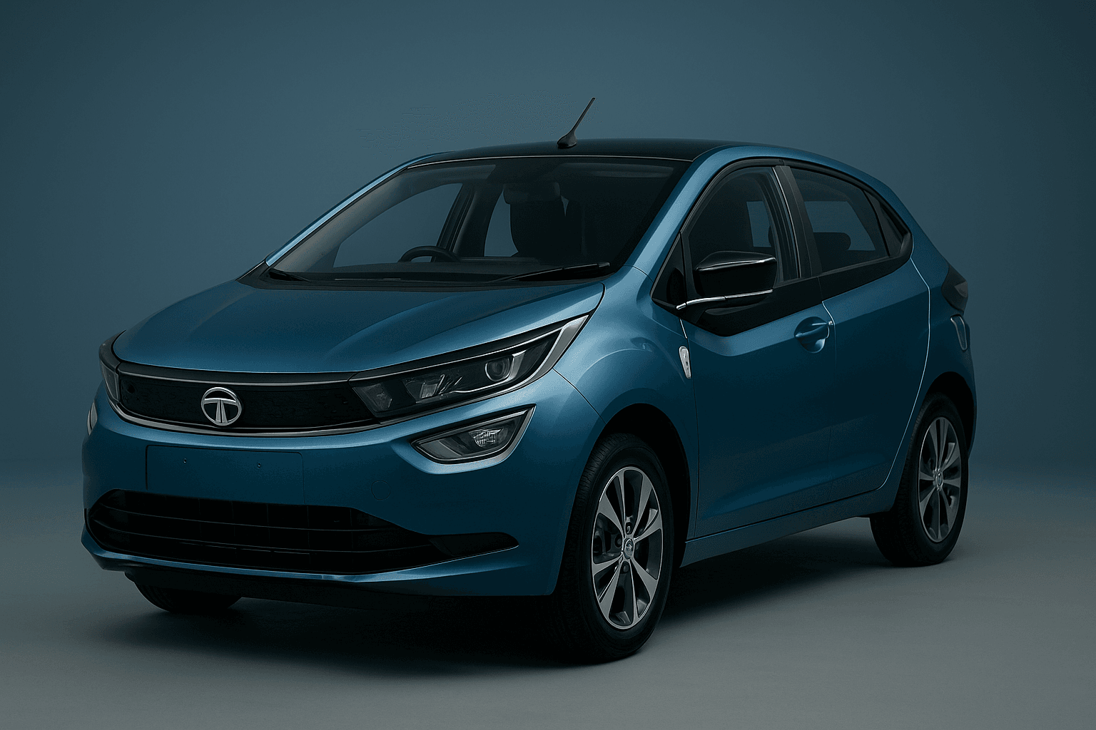 Tata Altroz 2025 नीला मॉडल साइड व्यू